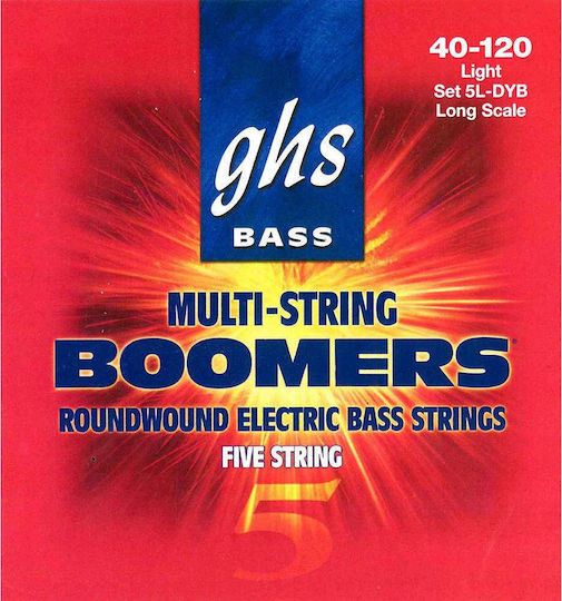 GHS Strings Bass Boomers 5-String Σετ Χορδών Nickel Plated Steel Μπάσου 40 - 120" Light
