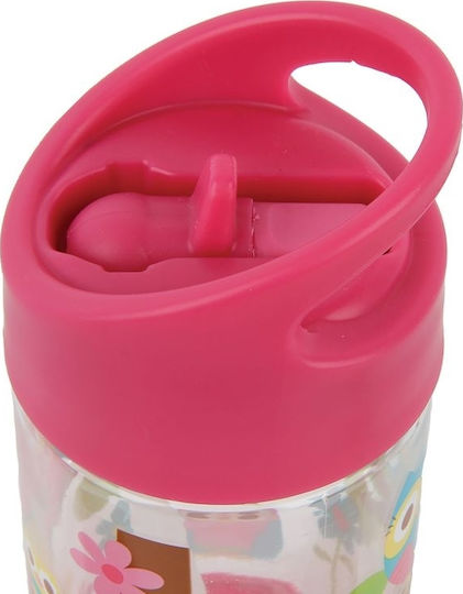 Stephen Joseph Flip Top Kids Water Bottle Plastic with Straw Pink 355ml