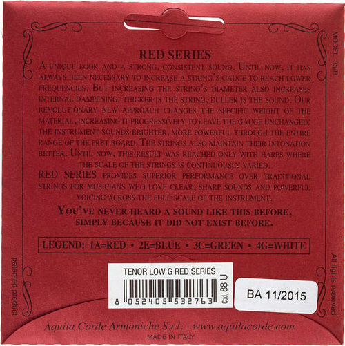 Aquila Single Nylgut String for Ukulele Red Series Tenor Ukulele Low G