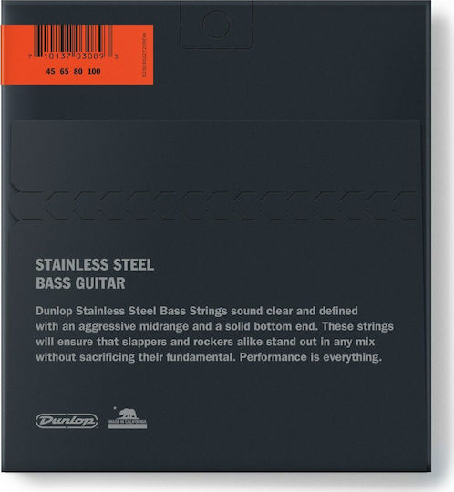 Dunlop Stainless Steel Bass Σετ Χορδών Stainless Steel Μπάσου 45 - 100"