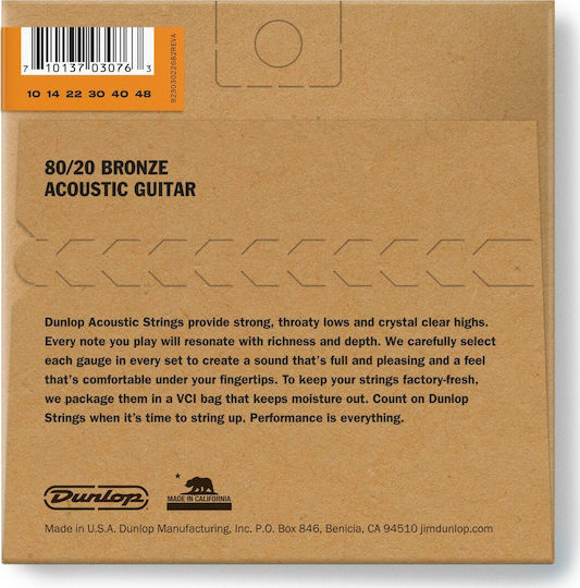 Dunlop Set Corzi Pentru Chitară Acustică 80/20 Bronz 10 - 48