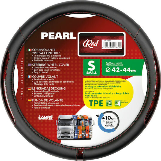 Lampa Κάλυμμα Τιμονιού Αυτοκινήτου Pearl Red με Διάμετρο 42-44εκ. από Δερματίνη Κόκκινο