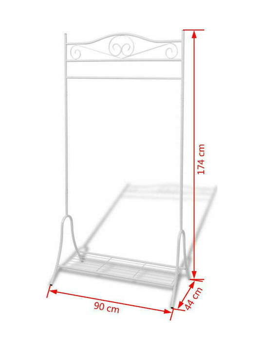 vidaXL Κρεμάστρα Δαπέδου από Μέταλλο Λευκή 90x44x174cm