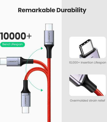 Ugreen Braided USB 3.0 Cable USB-C male - USB-C male Κόκκινο 1m (60186)