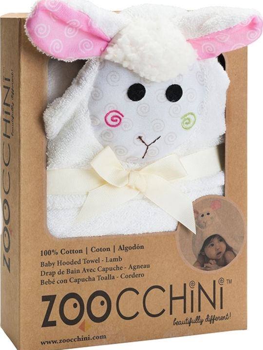 Zoocchini Βρεφική Κάπα-Μπουρνούζι με Κουκούλα Lola The Lamb Λευκή 77x77εκ.