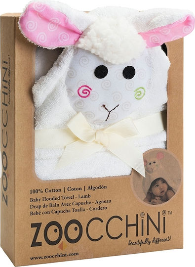 Zoocchini Baby-Badetuch mit Kapuze Lola The Lamb Weiß 77x77cm