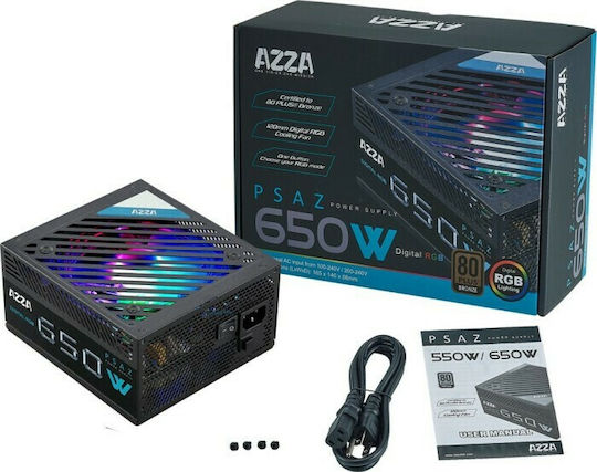 Azza PSAZ-650W RGB 650W Black Computer Power Supply Full Wired 80 Plus Bronze