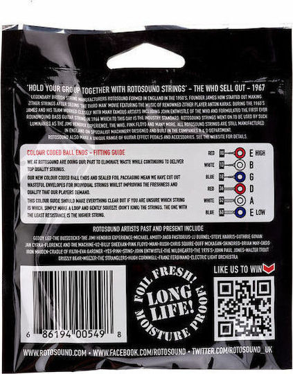 Rotosound Darkzone Set of Nickel Plated Steel Electric Guitar Strings 10 - 60