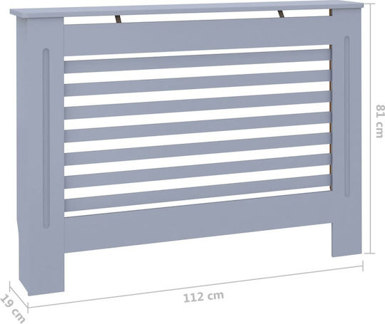 vidaXL Капак За Калорифер От MDF Сив 112x19x81см