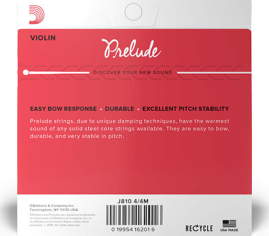 Daddario Set of Steel Strings for Violin 4/4 Prelude Violin 4/4 Medium