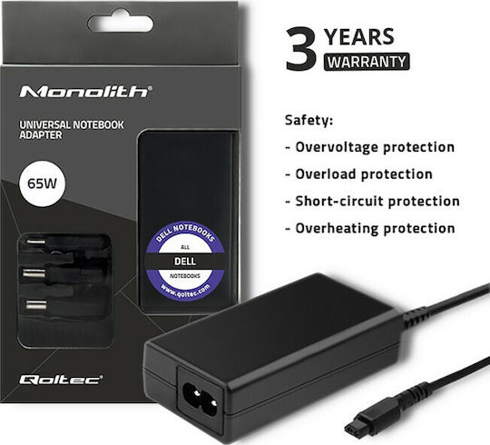 Qoltec Laptop Charger 65W 19.5V 3.34A for Dell