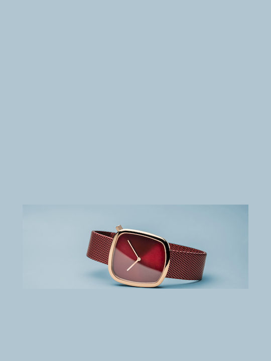 Bering Time Classic Damen Uhr mit Burgundisch Metallarmband