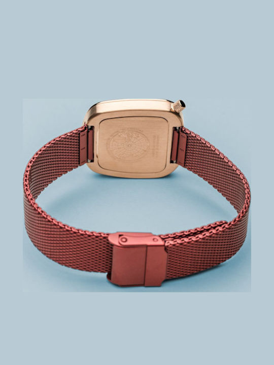 Bering Time Classic Damen Uhr mit Burgundisch Metallarmband