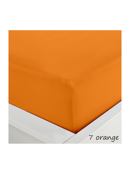 Sunshine Sheet for Single Bed with Elastic 100x200+20cm. Menta Orange 7