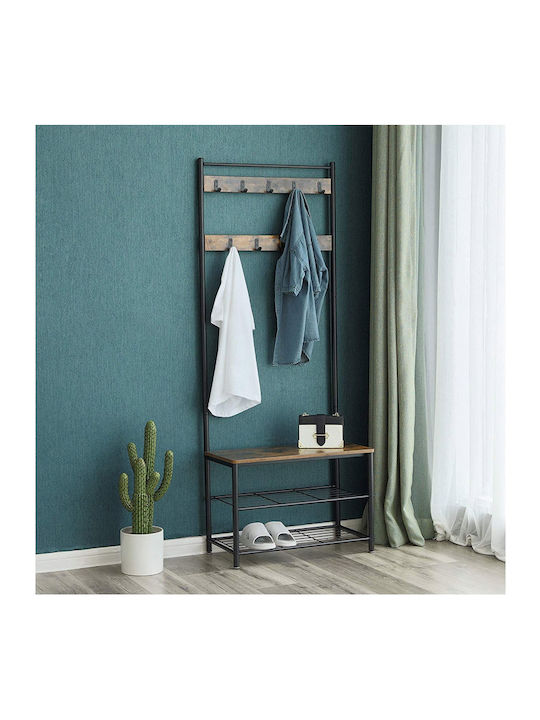 Mobilier de Intrare cu Cuier & Dulap pentru Pantofi Negru 70x32x175buc