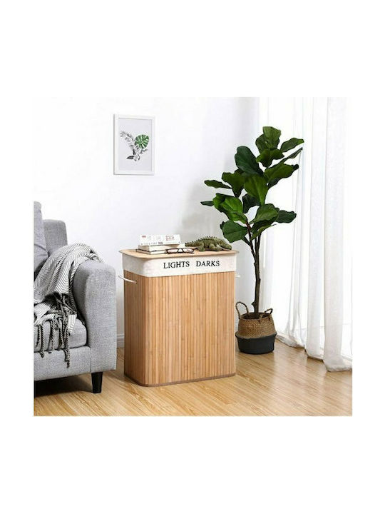 Songmics Кошница За Пране Бамбукова Сгъваема 100л С Капак 52x32x62.5см Кафява