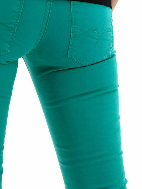 Snizzy Women's Fabric Trousers Slim Fit Green