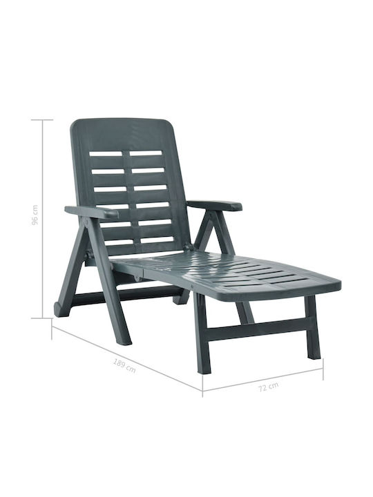 Deckchair Plastic Green 189x72x96cm.