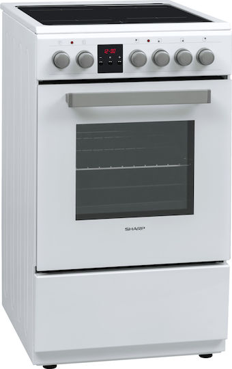 Sharp Cooker 50lt with Ceramic Hobs W50cm. White