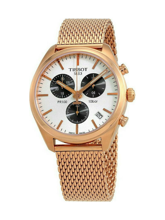 Tissot PR 100 Uhr Chronograph Batterie mit Gold Metallarmband