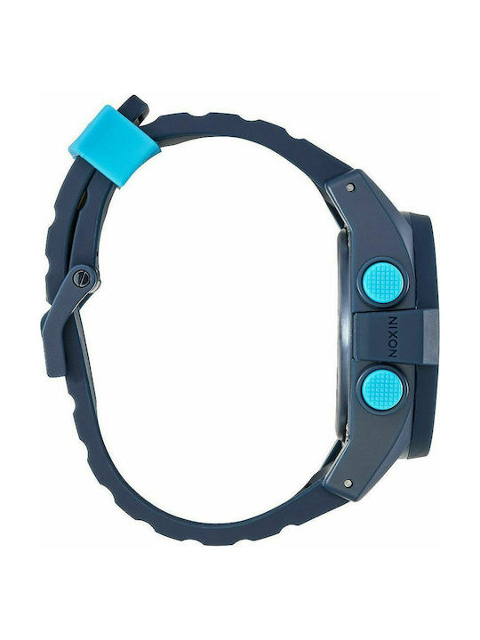 Nixon Unit Digital Watch Chronograph Battery with Blue Rubber Strap