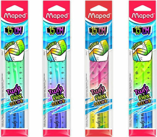 Maped Rigla Plastic Transparent 15cm Twist 'n Flex