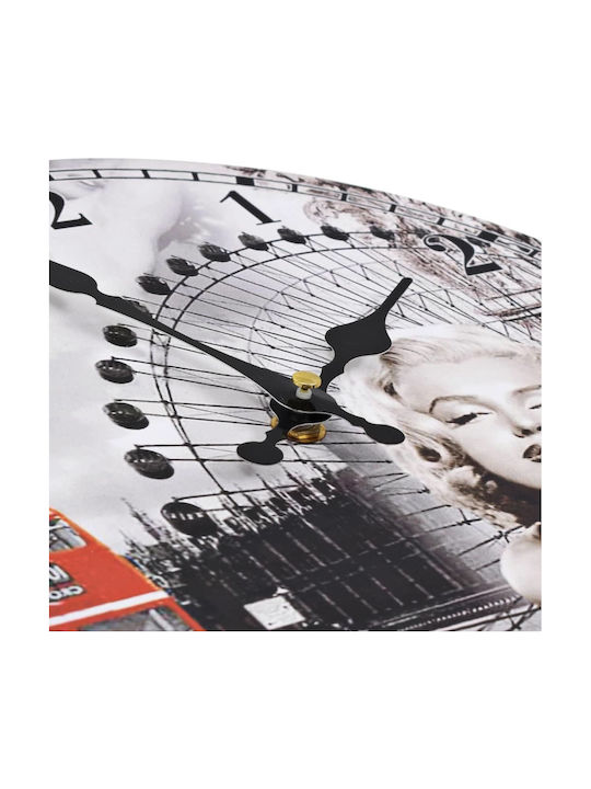 vidaXL Vintage Marilyn Monroe Ρολόι Τοίχου Πλαστικό Γκρι Ø30cm