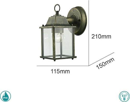 Sun Light Επιτοίχιο Εξωτερικό Φαναράκι E27 IP44