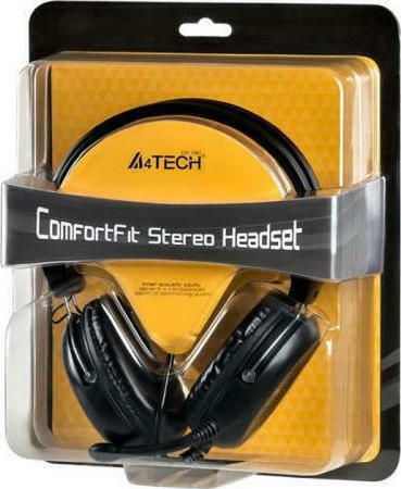 A4Tech HU-35 Über Ohr Multimedia-Headsets mit Mikrofon und Verbindung USB-A in Schwarz Farbe