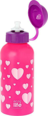 Ecolife Ανοξείδωτο Παγούρι Hearts Pink 500ml