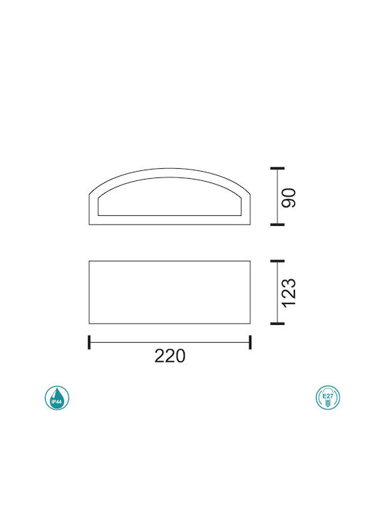 Spot Light Wall-Mounted Outdoor Ceiling Light E27 IP44 22x9x12.5εκ.