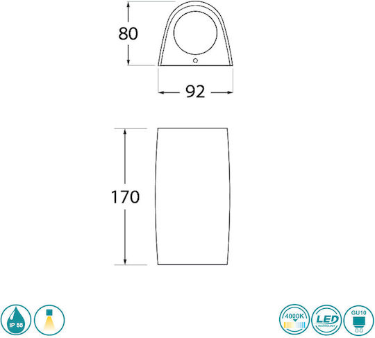 Fumagalli Marta 90 Wall-Mounted Outdoor Spot Light GU10 IP55 9.2x8x17εκ.