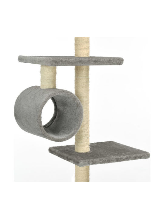 vidaXL Cat Tree Gray 260 cm Scratching Post Cat Trees Gray Ceiling 7 levels 70x58x260cm