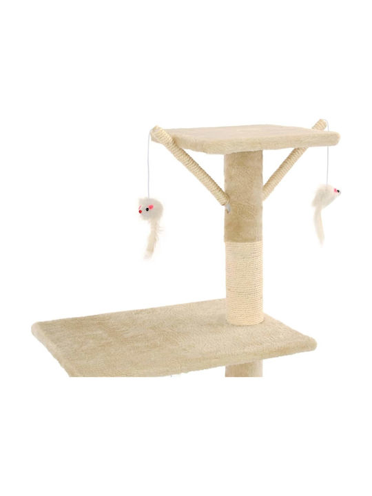 vidaXL Cat Scratching Post Cat Tree In Beige Colour 49x35x138 cm