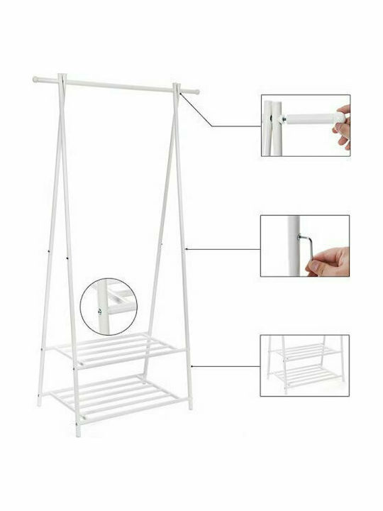 Songmics Floor Garment Rack made of Metal White 87.5x41x155cm