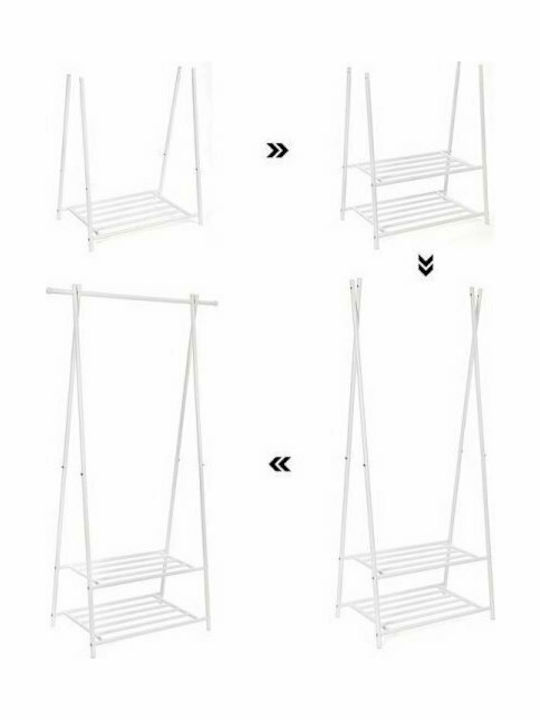 Songmics Floor Garment Rack made of Metal White 87.5x41x155cm