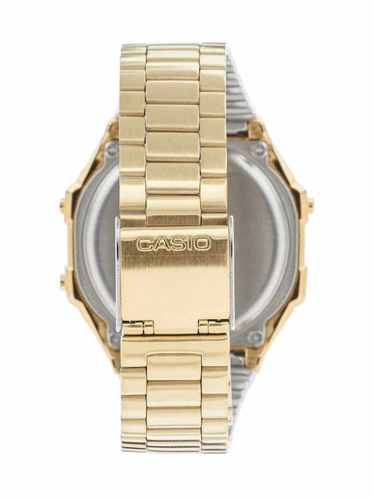 Casio Vintage Iconic Ψηφιακό Ανδρικό Ρολόι 36.3mm Χρονογράφος Μπαταρίας με Χρυσό Μεταλλικό Μπρασελέ