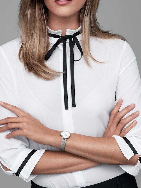 Daniel Wellington Classic Petite Sterling Women's Watch with Silver Metal Bracelet