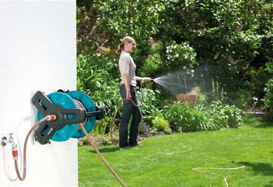 Gardena 50 Classic Wall Mounted Hose Reel with 20m Hose with Rewind Handle