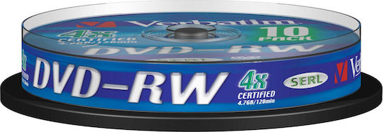 Verbatim Rewritable DVD-RW 4x 4.7GB Cake Box 10pcs