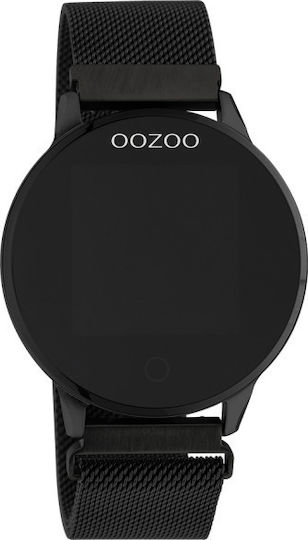 Oozoo Q00119 Stainless Steel 43mm Smartwatch with Heart Rate Monitor (Black)