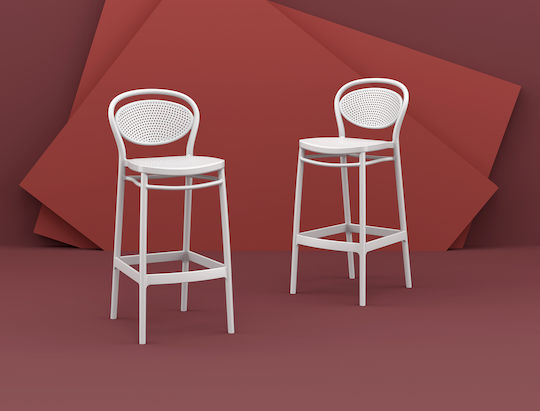 Hocker für Bar Für den Außenbereich aus Polypropylen Marcel 75 White 1Stück 75x45x106cm