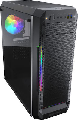 Cougar MX331 Mesh-G Gaming Midi Tower Κουτί Υπολογιστή με Πλαϊνό Παράθυρο και RGB Φωτισμό Μαύρο