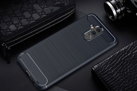 Hurtel Brushed Carbon Flexible Cover TPU Back Cover Σιλικόνης Μπλε (Huawei Mate 20 Lite)