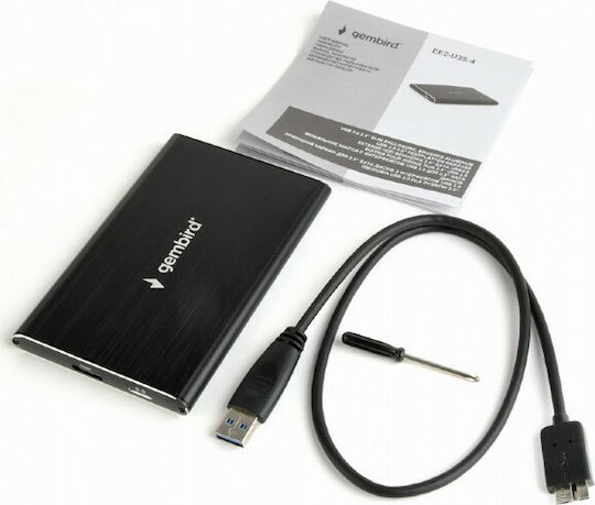 Gembird Case for Hard Drive 2.5" SATA III with Connection USB 3.0 Brushed Aluminum Black