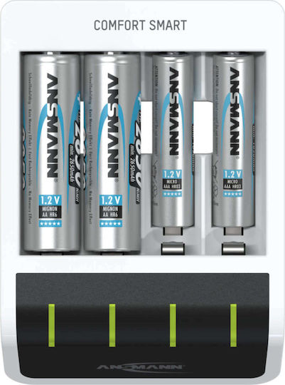 Ansmann Comfort Smart USB Зарядно 4 за батерии Ni-MH Размер AA/AAA в Черен цвят