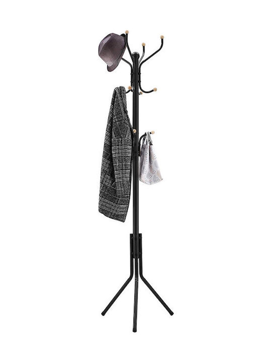 Freestanding Coat Rack Metallic Black 44x44x182cm