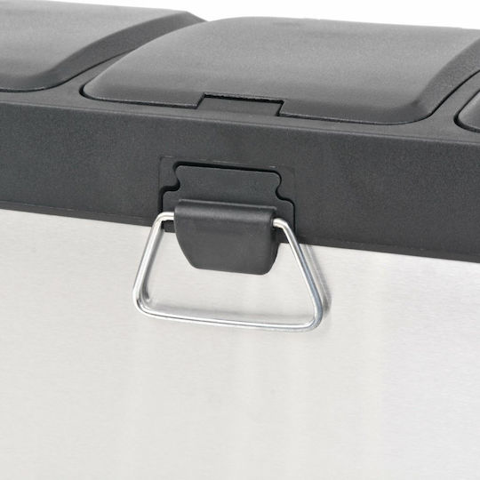 vidaXL Recycling Metallic Waste Bin 3x8lt with Pedal Inox