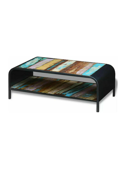 Central Rectangular Coffee Table from Solid Wood Multicolour M100xW50xH35cm
