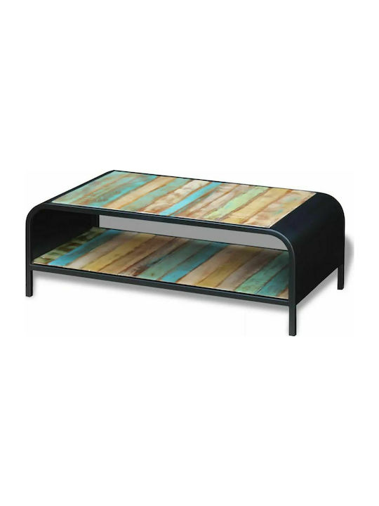 Central Rectangular Coffee Table from Solid Wood Multicolour M100xW50xH35cm